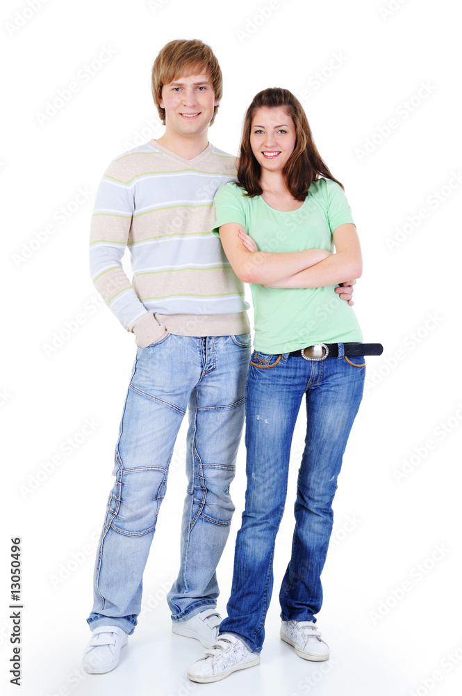 young happy loving couple standing together