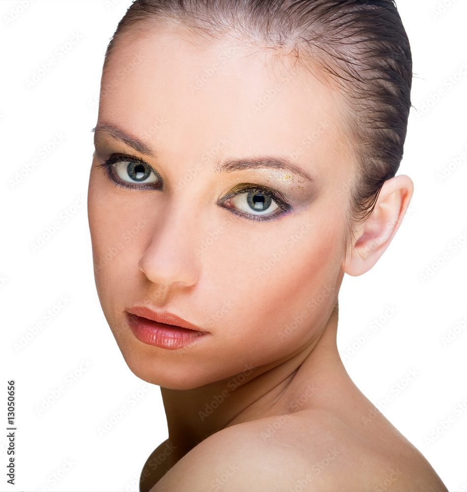 The beautiful brunette bared on shoulders The beautiful brunette bared on shoulders