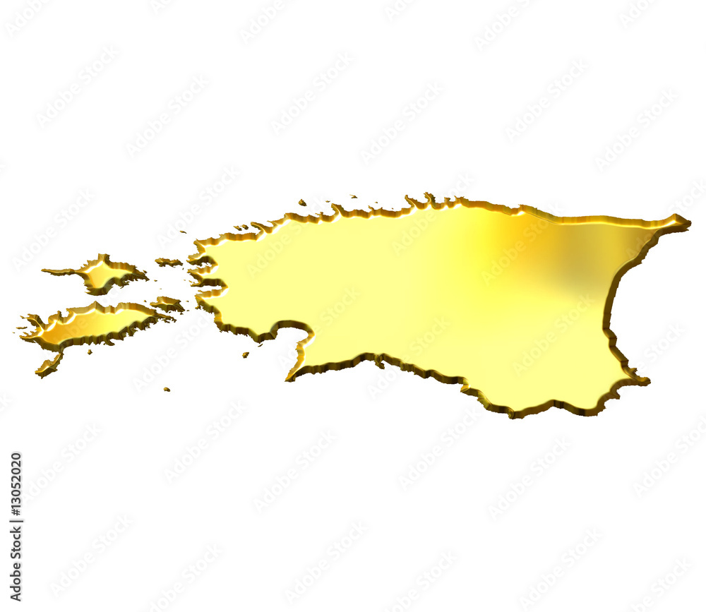 Obraz premium Estonia 3d Golden Map