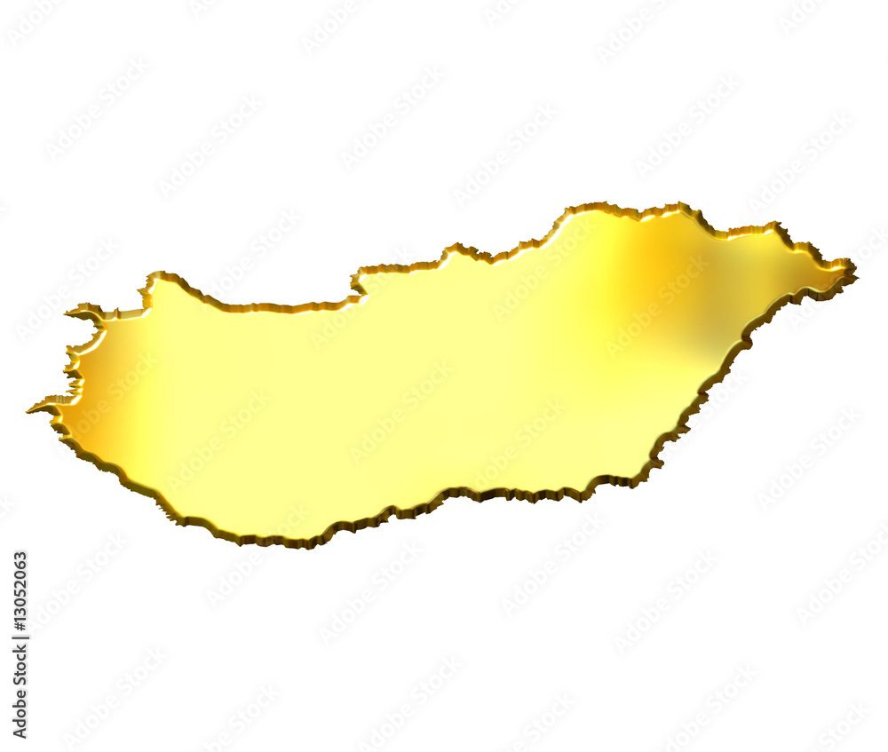 Obraz premium Hungary 3d Golden Map