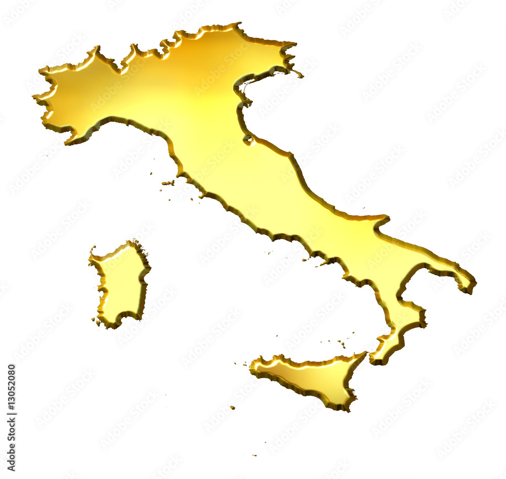Italy 3d Golden Map
