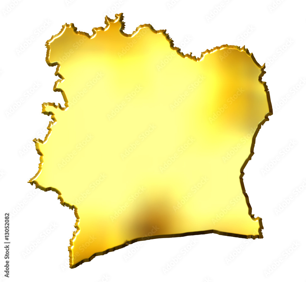 Fototapeta premium Ivory Coast 3d Golden Map