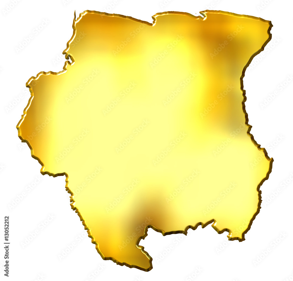Fototapeta Suriname 3d Golden Map