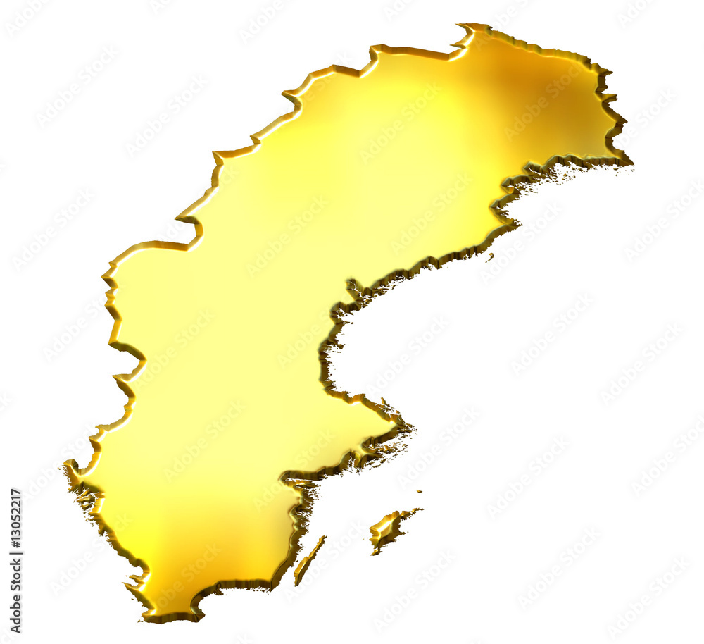 Obraz premium Sweden 3d Golden Map