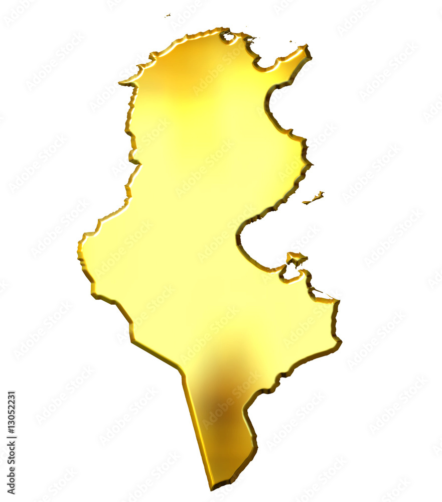 Tunisia 3d Golden Map