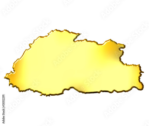 Bhutan 3d Golden Map