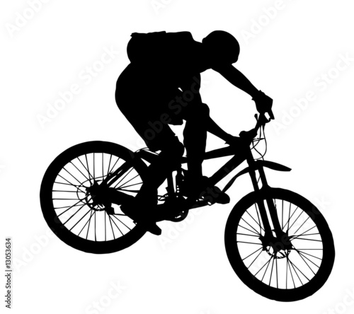 vector jump with a mountain bike - silhouette