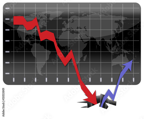 Fotografie Graph of the world's financial crisis and long way to recovery