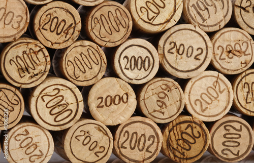 background of cork tops with years
