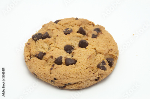 Isolated chocolate chip cookie.