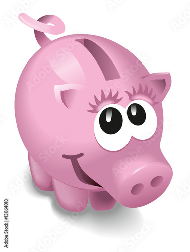 rosa sparschweinchen mit Wimpern