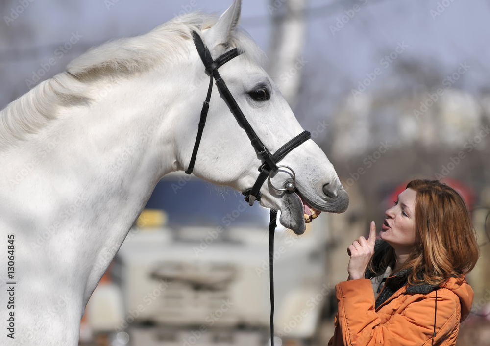 Obraz premium horse with a girl