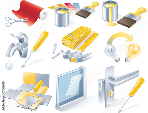 Vector home repair service icon set