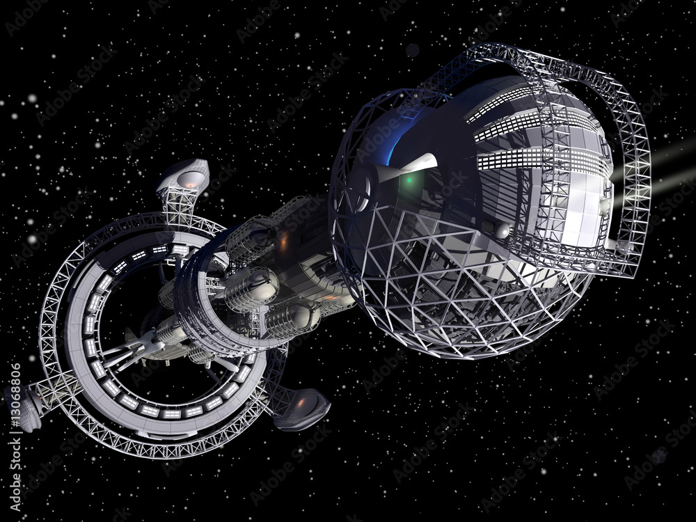 Fototapeta premium 3D model of futuristic space ship
