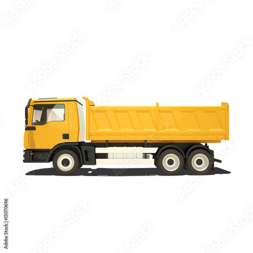 yellow truck isolated