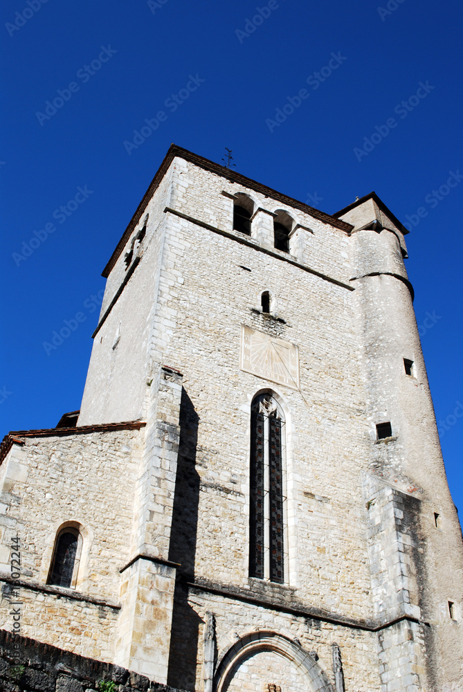 Façade de l'église de Saint Cirq Lapopie