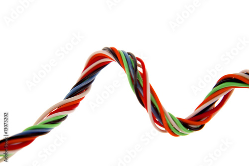 Colorful cabling on white background