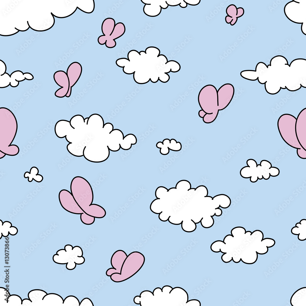 Seamless vector illustration of clouds