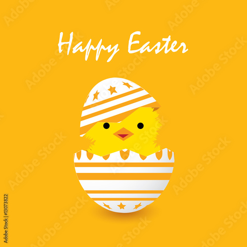 easter card with an egg and a hatching chick