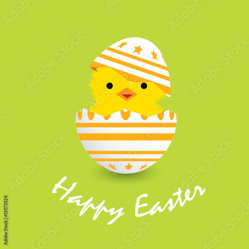 easter card with an egg and a hatching chick