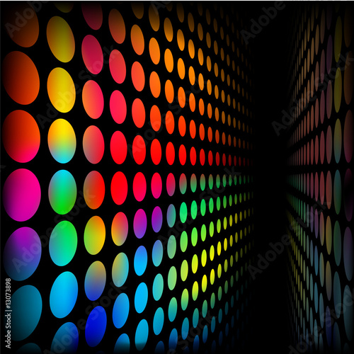 Wall of rainbow dots