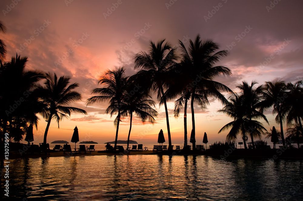 Evening in tropical hotel