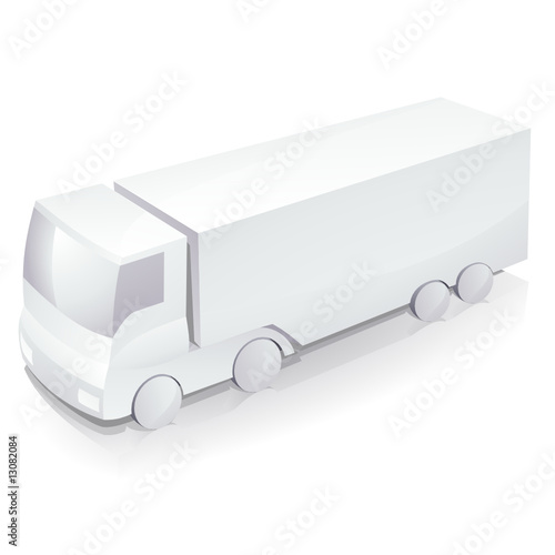 Camion semi-remorque blanc (reflet)