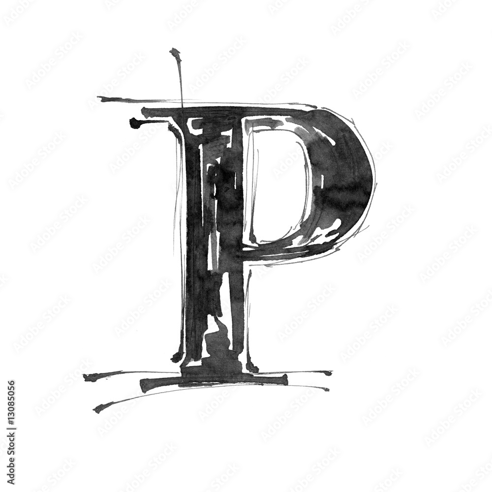 letter P. Alphabet symbol - grunge hand draw paint Stock Photo ...