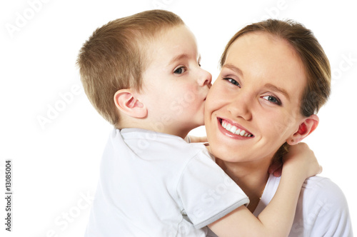 Son kisses his mum