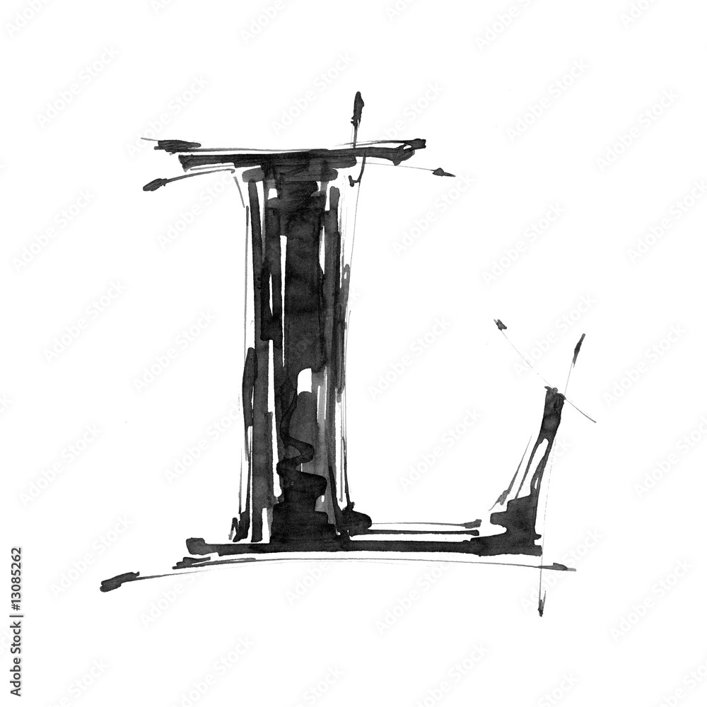 Naklejka premium letter L. Alphabet symbol - grunge hand draw paint