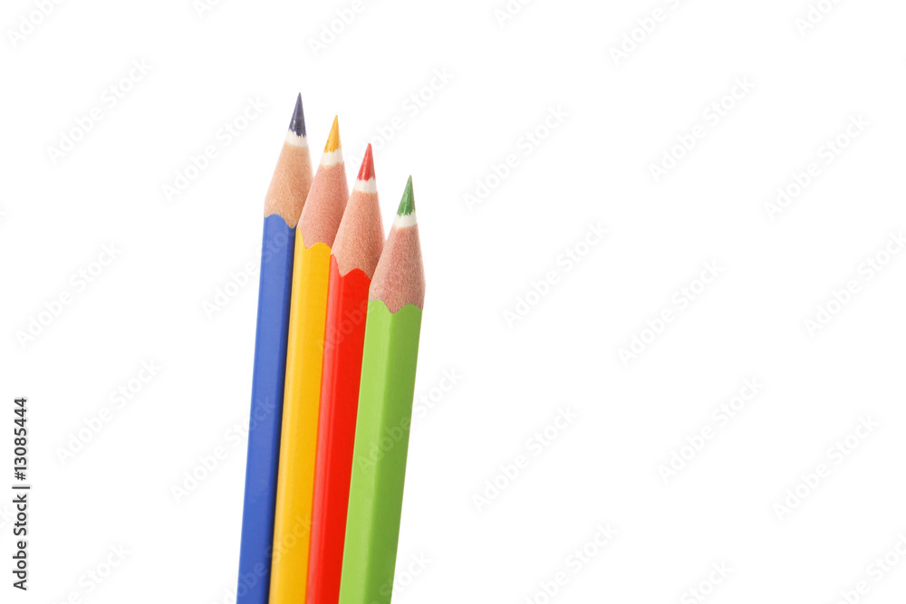 Four colored pencils isolated on white Four colored pencils isolated on white