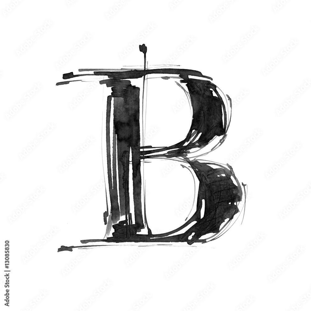 Fototapeta premium letter B. Alphabet symbol - grunge hand draw paint