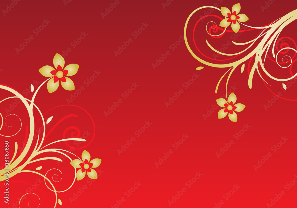 red and gold floral frame