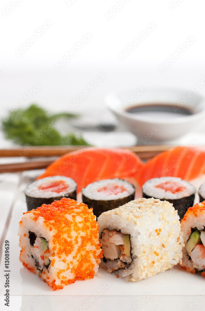 Sushi plate, close-up Sushi plate, close-up
