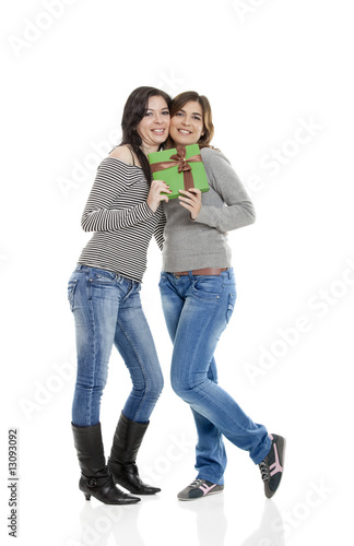 Young WomenÕs holding a present.