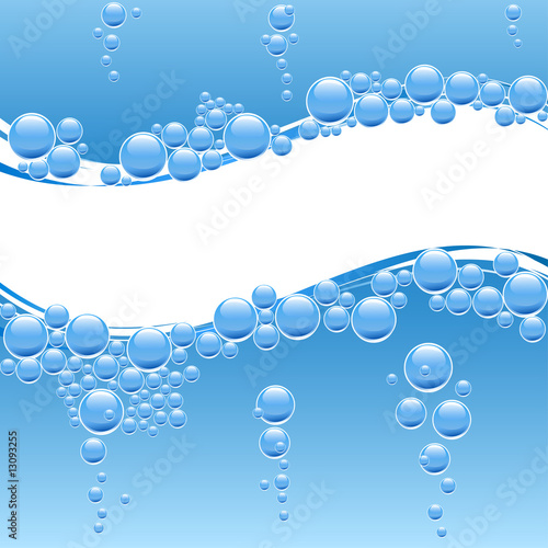 Blue water with bubbles.