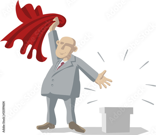 Geschäftsmann enthüllt - flächige Illustration