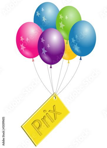ballons avec une etiquette prix