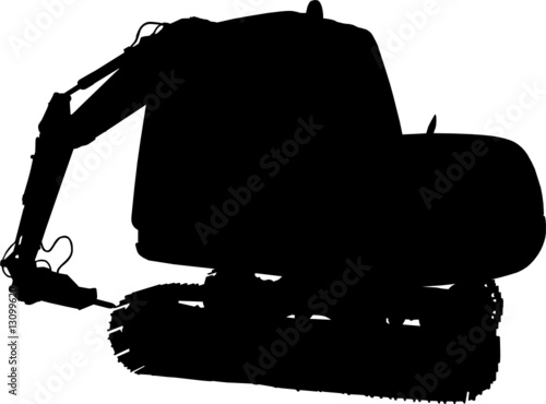 Mechanical digger isolated on white background