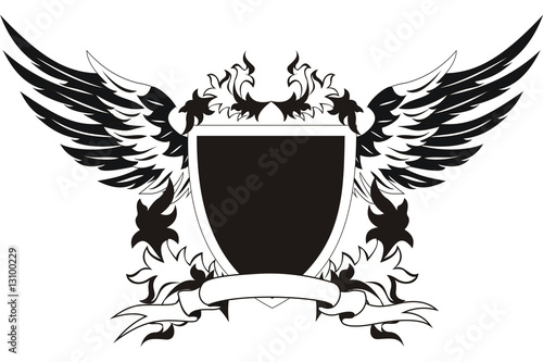 Vintage shield with wings