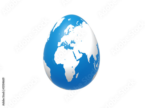 egg world in blue - europe  africa  asia