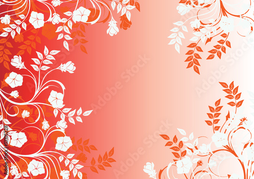 coin floral orange et blanc