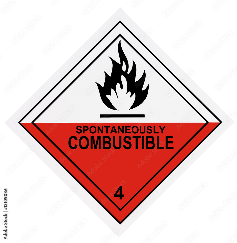 Spontaneously Combustible Warning Label Spontaneously Combustible Warning Label