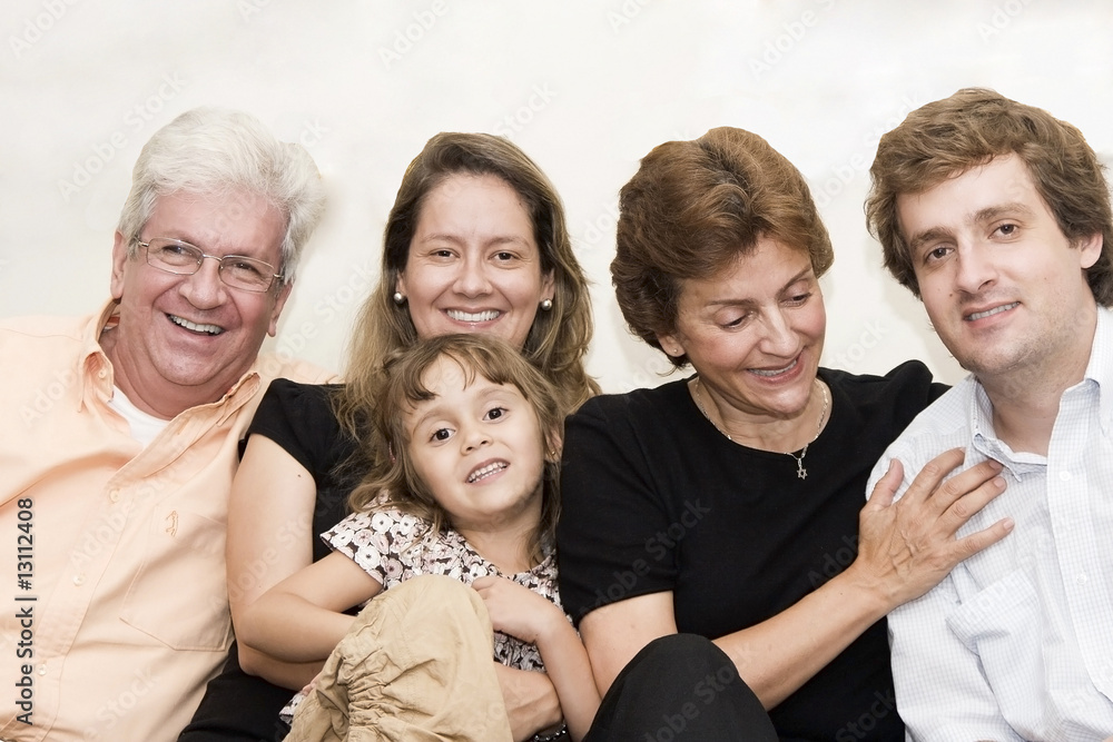 Grandparents, mom and dad playing with a daughter Grandparents, mom and dad playing with a daughter