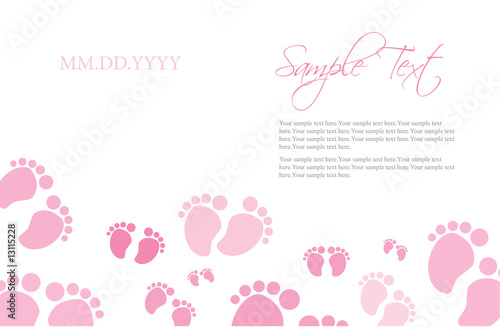Pink Baby Feet Invitation Template