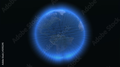 CGI of the rotating blue planet photo