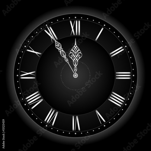 Stylish black silver vector clock