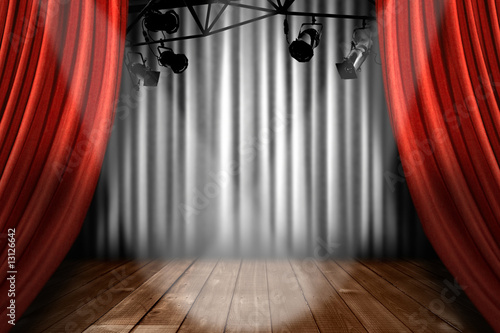 Stage Theater Stage With Spotlight Performance Lights Showing