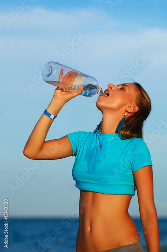 Drinking water after jogging