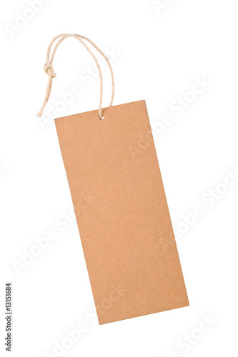 Blank label with string isolated on white with clipping path